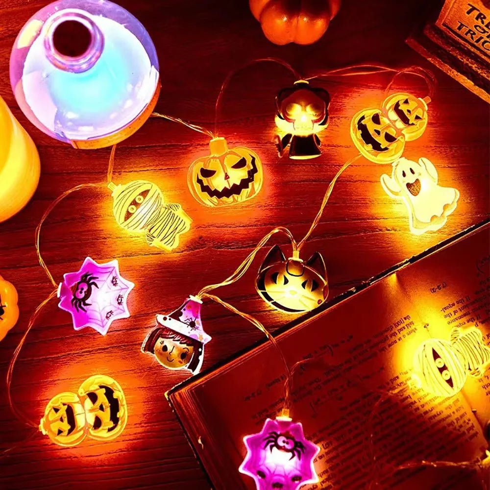 Halloween Decoration LED String Lights,Pumpkin Ghost Spider Web Hanging Lamp,Home Outdoor Lantern Props