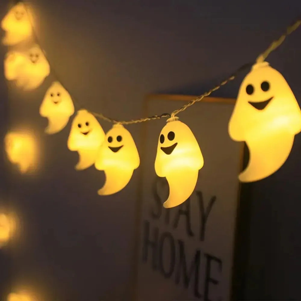1.5M/3M LED Ghost String Lights Halloween Spooky Hanging Decoration Lamp for Party Haunted House Garden Bedroom Atmosphere Light
