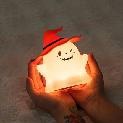 Cute Ghost Night Light for Children Rechargeable Table Lamp for Halloween RGB Desk Lamp Desktop Decorative Light Gift for Kids