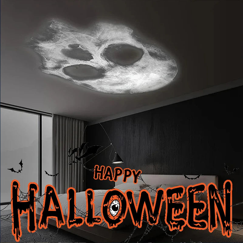 Halloween USB Projector Light Skull NightLight Ghost LED Lamp 360Degree Rotating Switchable Pattern Design Dark & Night Ambiance