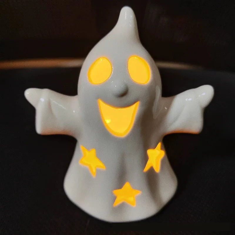 Halloween decoration pumpkin Ceramic lamp home decor Table decoration and accessories Ghost Festival Skull Ornaments LED Lights