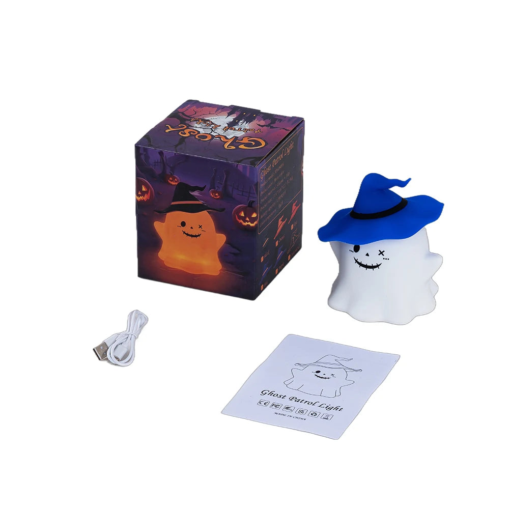 Cute Ghost Night Light for Children Rechargeable Table Lamp for Halloween RGB Desk Lamp Desktop Decorative Light Gift for Kids