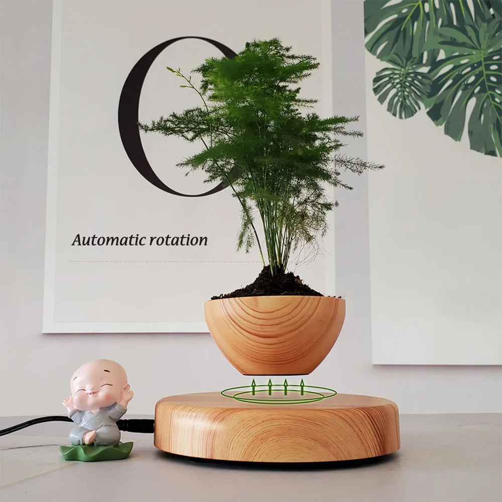 Levitating Air Bonsai Pot Rotation Flower Pot Planters Magnetic Suspension Floating Pot Potted Plant Home Without Plants