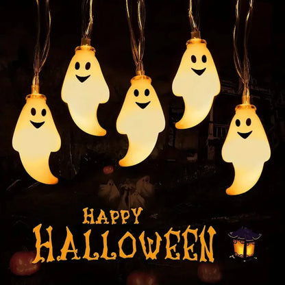 1.5M/3M LED Ghost String Lights Halloween Spooky Hanging Decoration Lamp for Party Haunted House Garden Bedroom Atmosphere Light