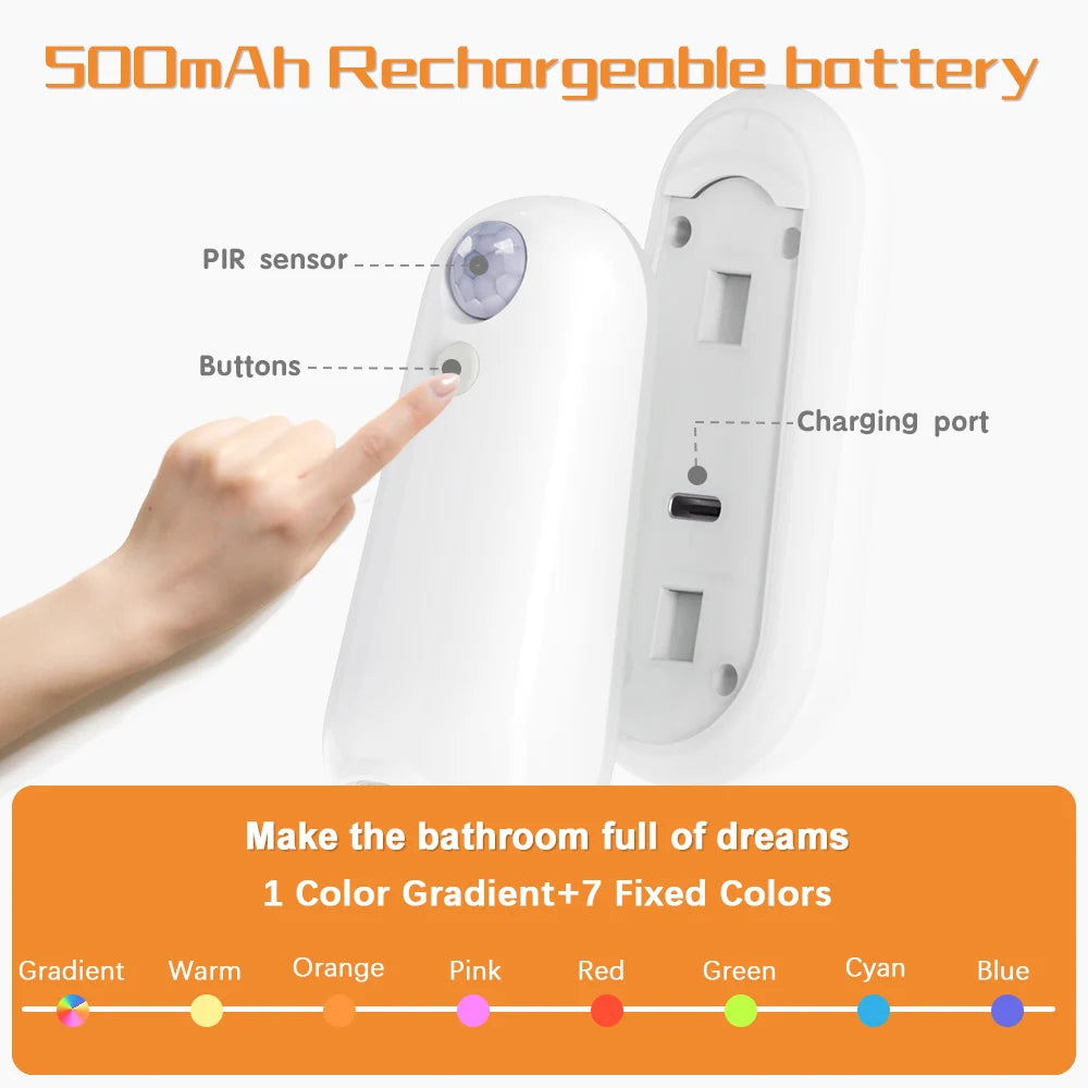 Smart Toliet Night Light, 7Color Changing Motion Sensor Lamp, Gradient RGB Led Toilet Lights, for Washroom, Commode, Night