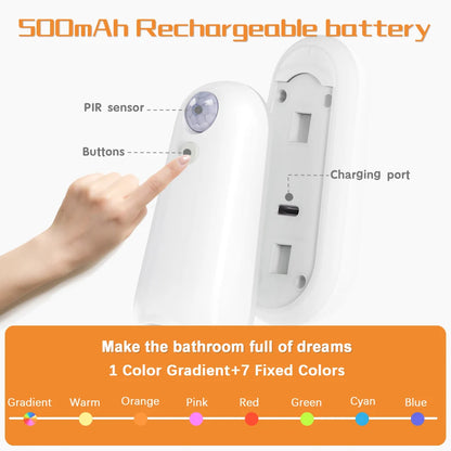 Smart Toliet Night Light, 7Color Changing Motion Sensor Lamp, Gradient RGB Led Toilet Lights, for Washroom, Commode, Night