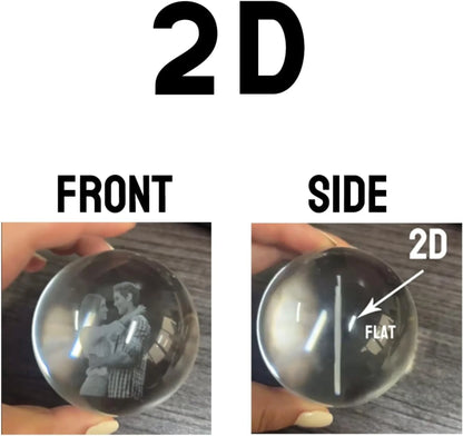 Custom Snow Globe Night Light, Personalized 2D Crystal Ball, Wedding, Couple Keepsake Lamp