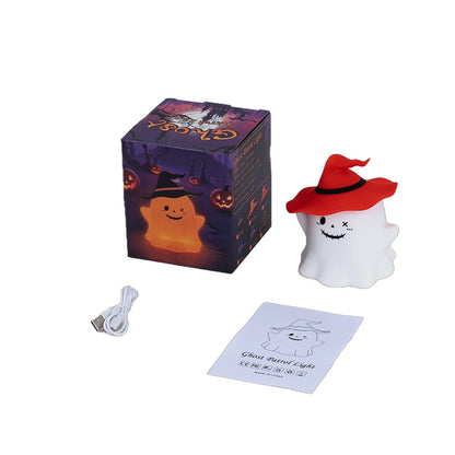 Cute Ghost Night Light for Children Rechargeable Table Lamp for Halloween RGB Desk Lamp Desktop Decorative Light Gift for Kids