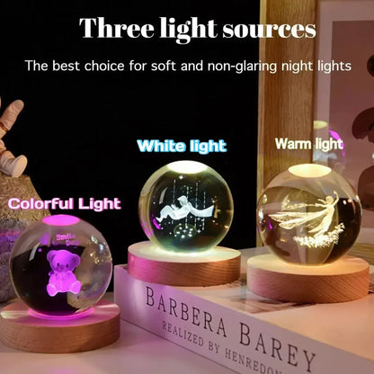Custom Snow Globe Night Light, Personalized 2D Crystal Ball, Wedding, Couple Keepsake Lamp