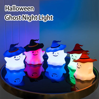 Cute Ghost Night Light for Children Rechargeable Table Lamp for Halloween RGB Desk Lamp Desktop Decorative Light Gift for Kids
