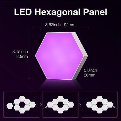 8/12/20 PCS Smart Hexagon Wall Light Color Changing Ambient Hexagonal Lights Night DIY Music Sync MeRGBW APP Games Room Bedroom