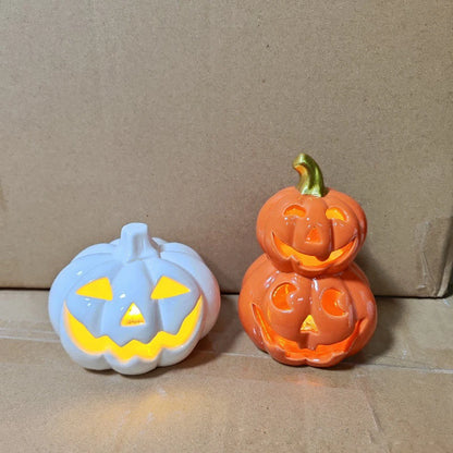 Halloween decoration pumpkin Ceramic lamp home decor Table decoration and accessories Ghost Festival Skull Ornaments LED Lights