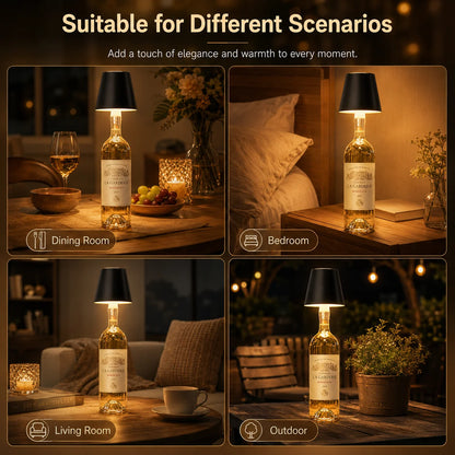 Wireless LED Bottle Lamp Rechargeable RGB Dimmable Wine Bottle Light Portable for Bar Restaurant Camping Party Decor Night Light