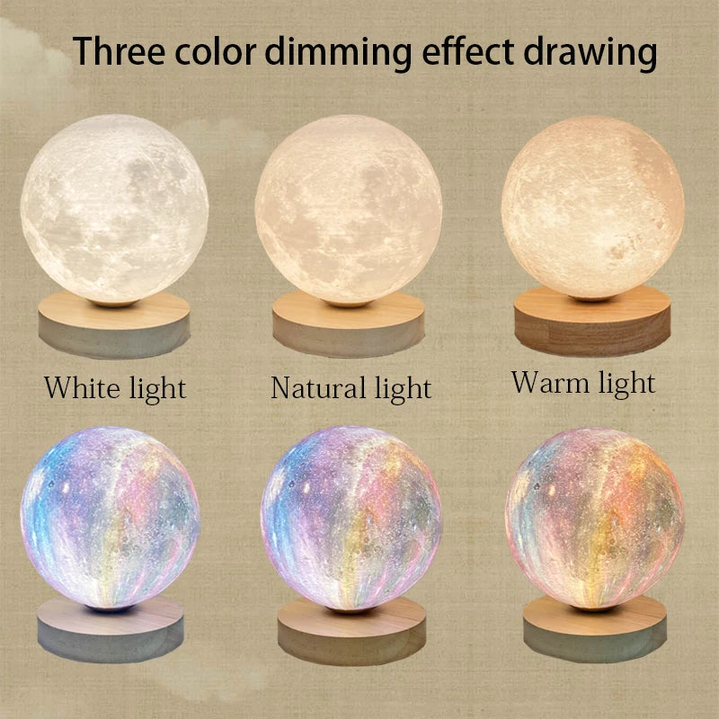 Creative 3D Moon Table Lamp Technology Fashion Atmosphere Lamp Children's Room Student Lamp Bedroom Study Decorative Lamp