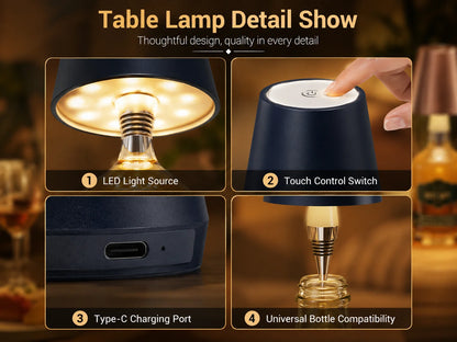 Wireless LED Bottle Lamp Rechargeable RGB Dimmable Wine Bottle Light Portable for Bar Restaurant Camping Party Decor Night Light