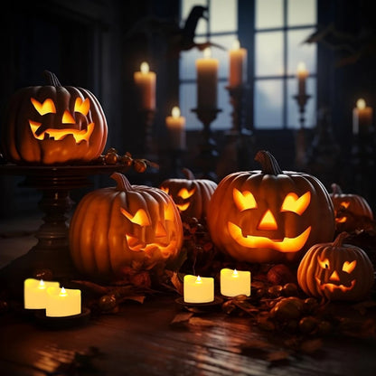 LED Tea Lights with Remote Control Lameless Tealights Candles Battery Operated Flickering Tea Lights for Christmas Halloween Dec