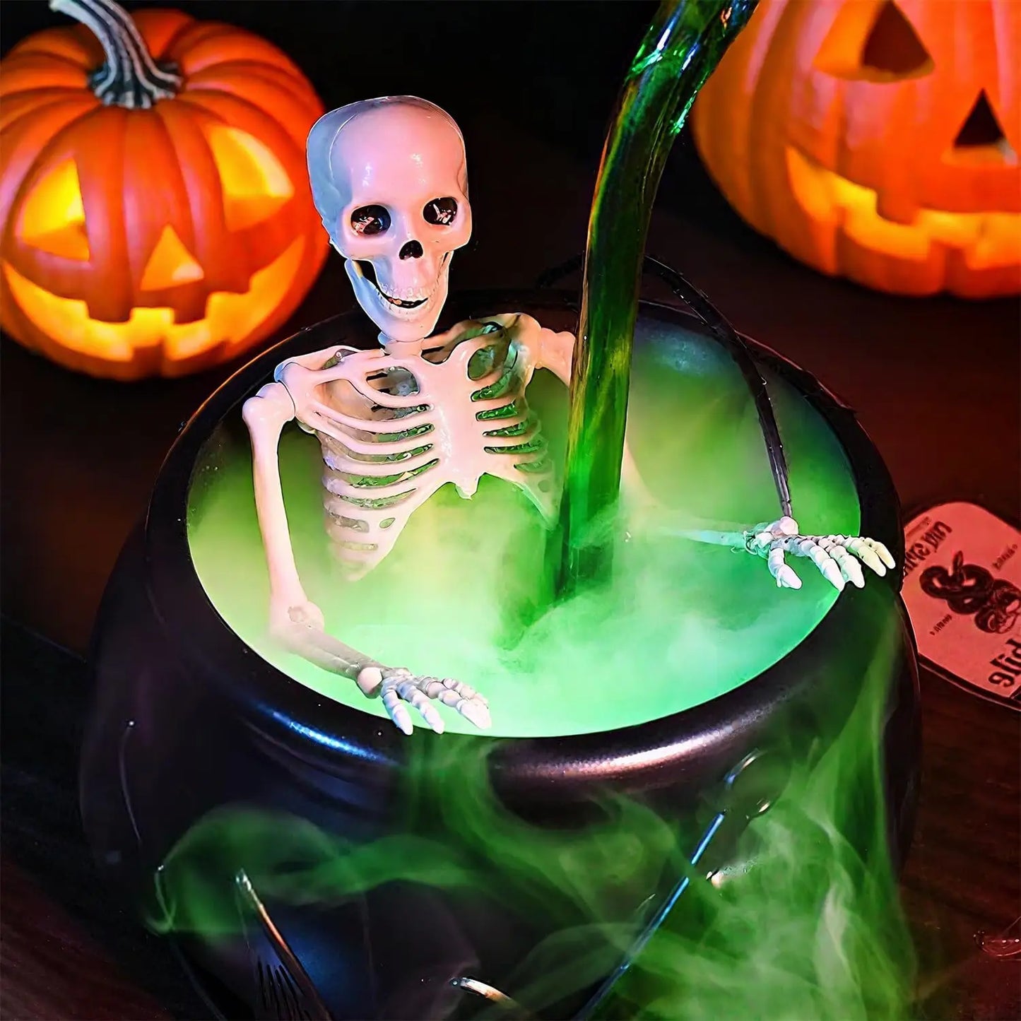 Halloween Decoration Witch Cauldron Fog Basin Levitation Potion Bottle Skull LED Party Supplies Room Decor Sculpture Figurine