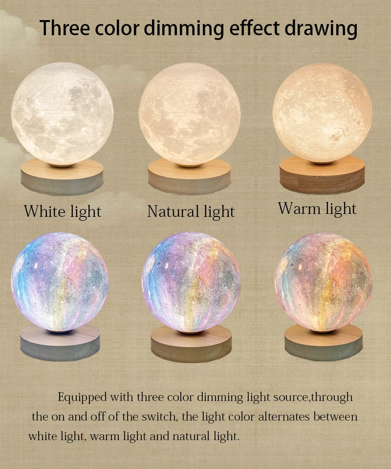 Creative 3D Moon Table Lamp Technology Fashion Atmosphere Lamp Children's Room Student Lamp Bedroom Study Decorative Lamp