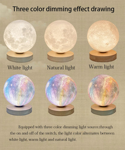 Creative 3D Moon Table Lamp Technology Fashion Atmosphere Lamp Children's Room Student Lamp Bedroom Study Decorative Lamp
