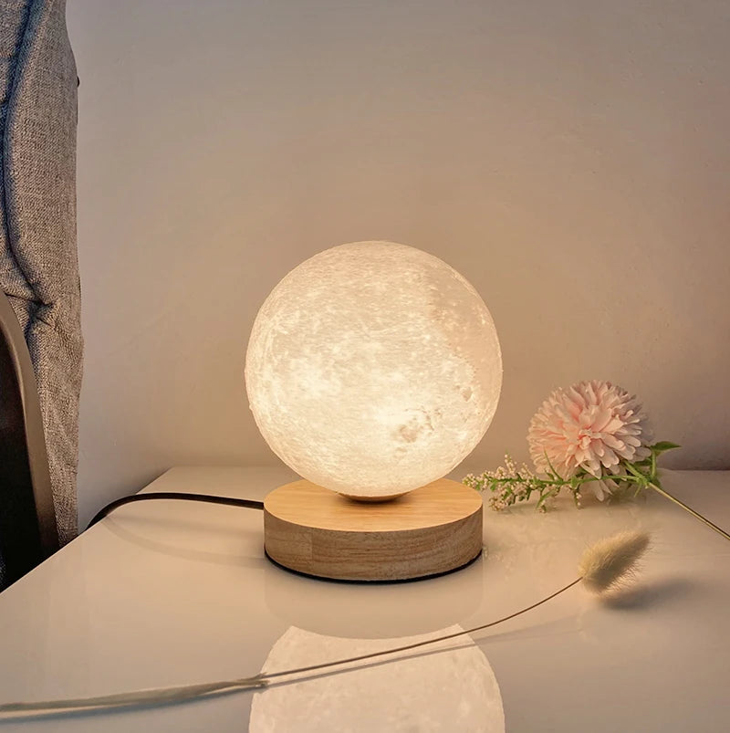 Creative 3D Moon Table Lamp Technology Fashion Atmosphere Lamp Children's Room Student Lamp Bedroom Study Decorative Lamp