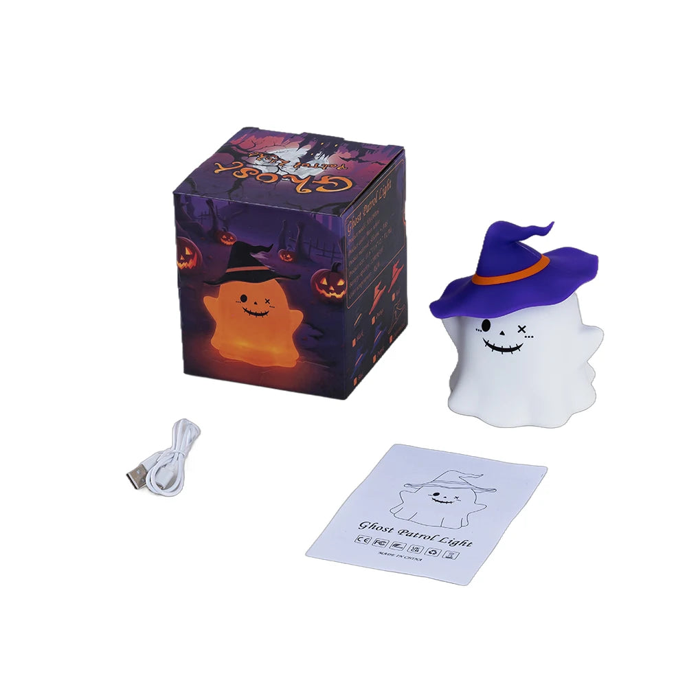 Cute Ghost Night Light for Children Rechargeable Table Lamp for Halloween RGB Desk Lamp Desktop Decorative Light Gift for Kids