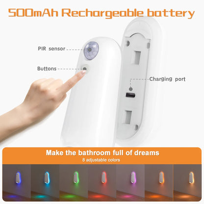 Smart Toliet Night Light, 7Color Changing Motion Sensor Lamp, Gradient RGB Led Toilet Lights, for Washroom, Commode, Night