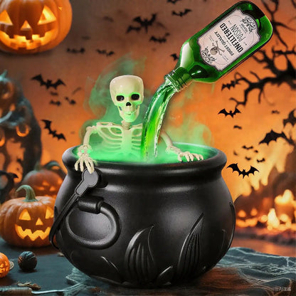 Halloween Decoration Witch Cauldron Fog Basin Levitation Potion Bottle Skull LED Party Supplies Room Decor Sculpture Figurine