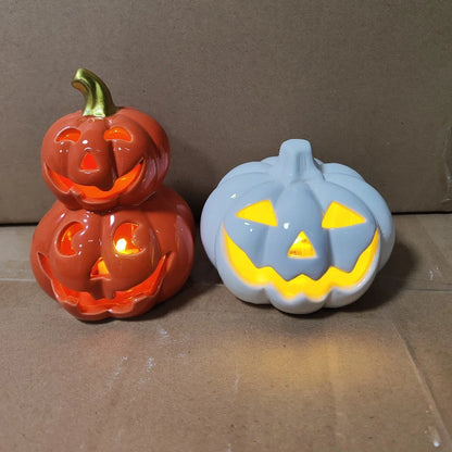 Halloween decoration pumpkin Ceramic lamp home decor Table decoration and accessories Ghost Festival Skull Ornaments LED Lights