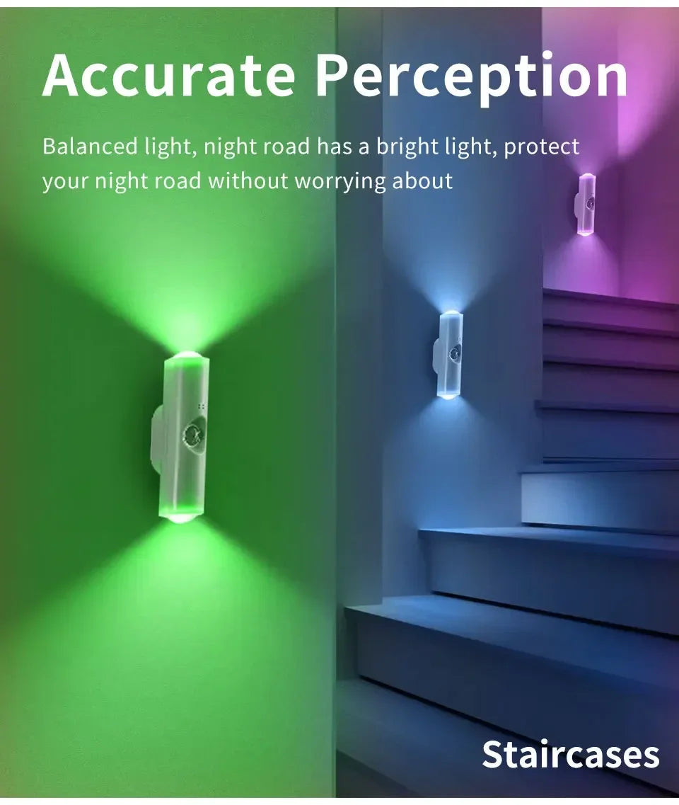 LED Cabinet Lights Motion Sensor Ambient Light Magnetic RGB Rechargeable Wall Sunset Lamp Hallway Stairs Kitchen Night Light