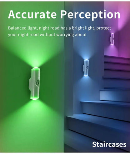LED Cabinet Lights Motion Sensor Ambient Light Magnetic RGB Rechargeable Wall Sunset Lamp Hallway Stairs Kitchen Night Light