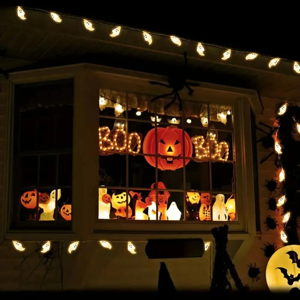 1.5M/3M LED Ghost String Lights Halloween Spooky Hanging Decoration Lamp for Party Haunted House Garden Bedroom Atmosphere Light