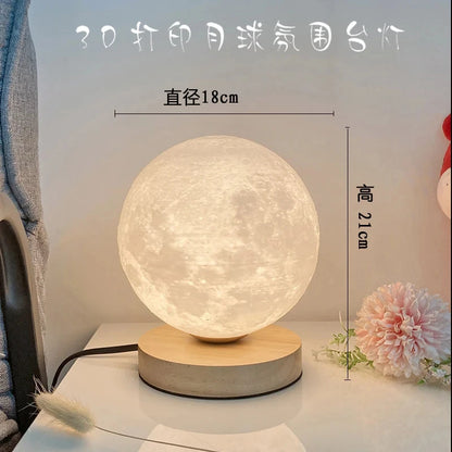 Creative 3D Moon Table Lamp Technology Fashion Atmosphere Lamp Children's Room Student Lamp Bedroom Study Decorative Lamp