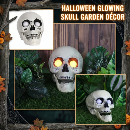 Halloween Skull Light Decoration Glowing Eye Skull Ornament Creepy LED Decor for Yard Porch and Haunted House Party Display