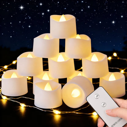 LED Tea Lights with Remote Control Lameless Tealights Candles Battery Operated Flickering Tea Lights for Christmas Halloween Dec
