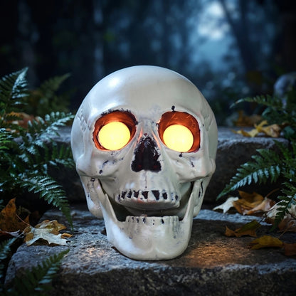 Halloween Skull Light Decoration Glowing Eye Skull Ornament Creepy LED Decor for Yard Porch and Haunted House Party Display