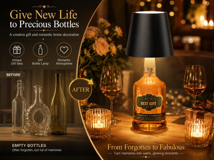 Wireless LED Bottle Lamp Rechargeable RGB Dimmable Wine Bottle Light Portable for Bar Restaurant Camping Party Decor Night Light