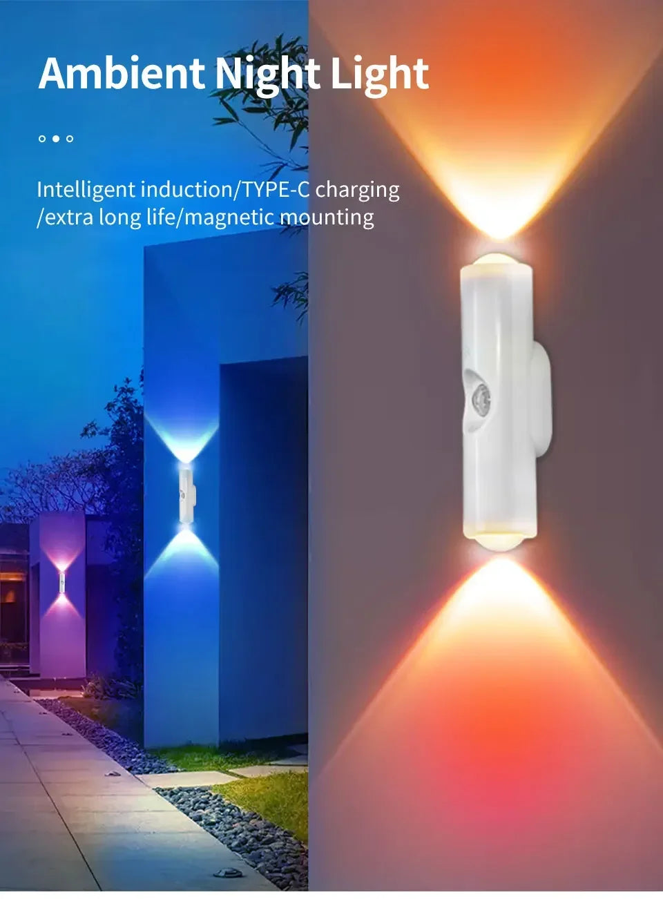 LED Cabinet Lights Motion Sensor Ambient Light Magnetic RGB Rechargeable Wall Sunset Lamp Hallway Stairs Kitchen Night Light