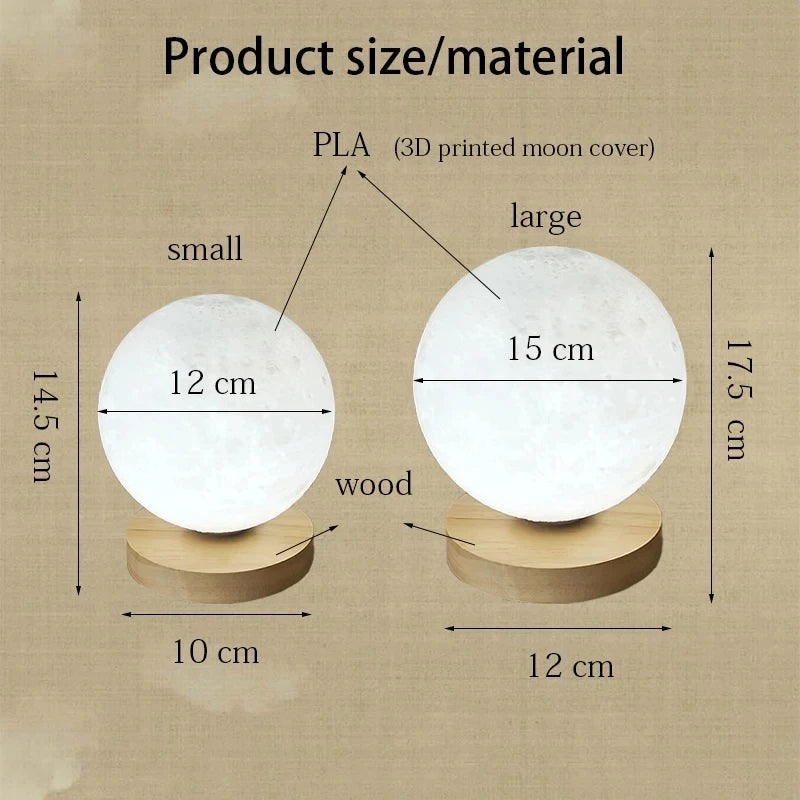Creative 3D Moon Table Lamp Technology Fashion Atmosphere Lamp Children's Room Student Lamp Bedroom Study Decorative Lamp