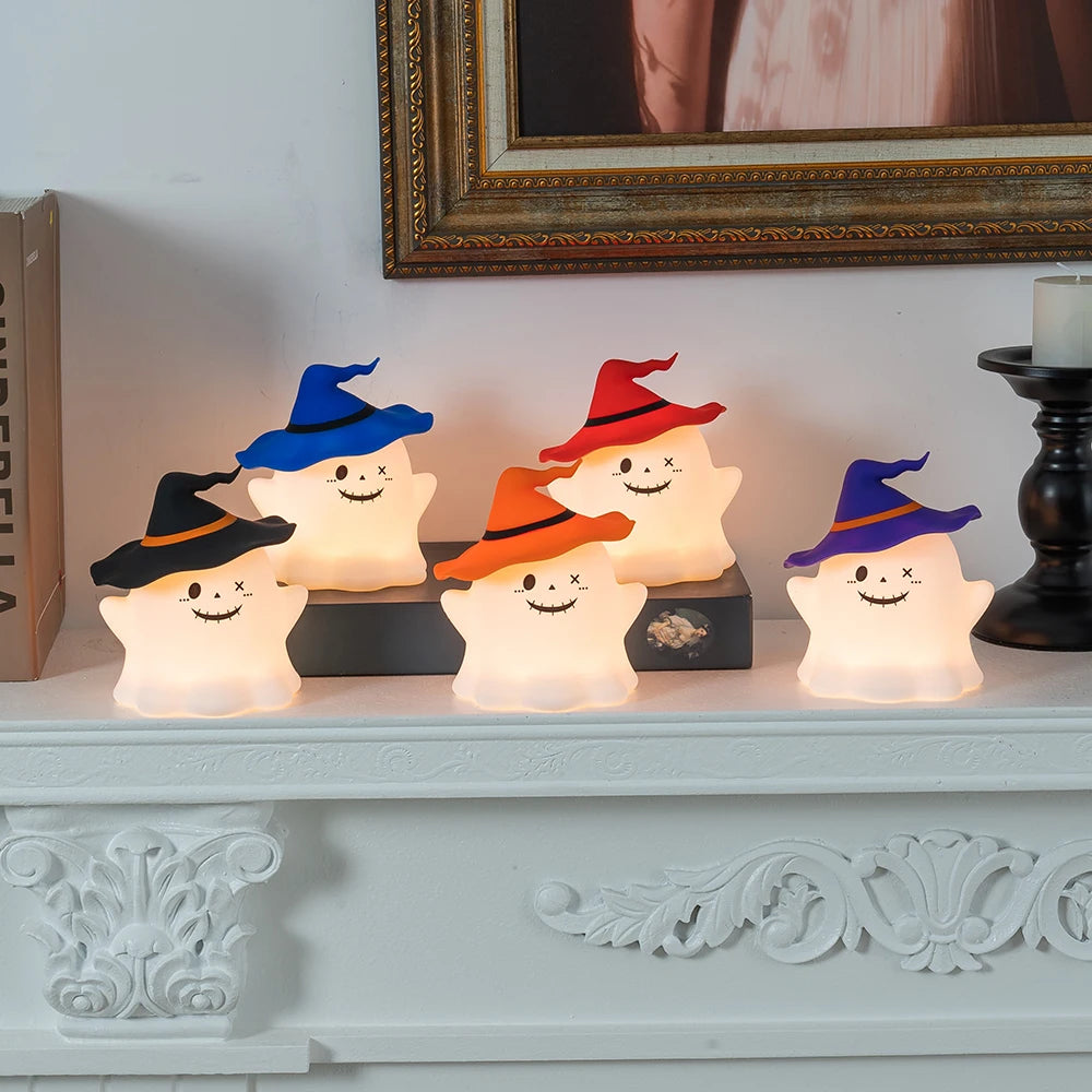 Cute Ghost Night Light for Children Rechargeable Table Lamp for Halloween RGB Desk Lamp Desktop Decorative Light Gift for Kids