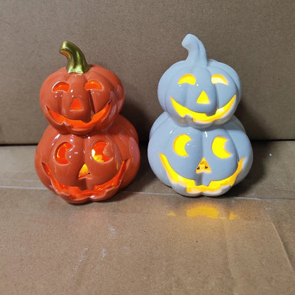 Halloween decoration pumpkin Ceramic lamp home decor Table decoration and accessories Ghost Festival Skull Ornaments LED Lights