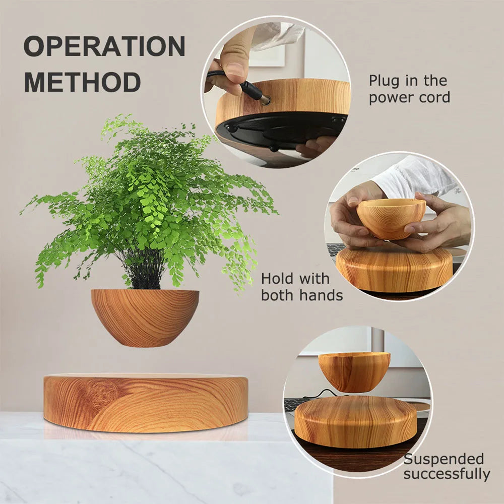 Levitating Air Bonsai Pot Rotation Flower Pot Planters Magnetic Suspension Floating Pot Potted Plant Home Without Plants