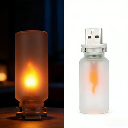 USB LED Flame Type Night Light Frosted Clear Glass Flickering Dynamic Flame Light Flash Mood Lighting for Car Interior Home Lamp