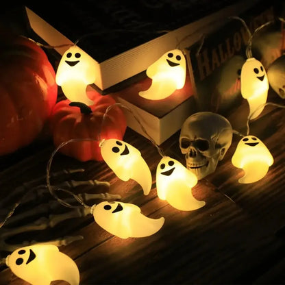 1.5M/3M LED Ghost String Lights Halloween Spooky Hanging Decoration Lamp for Party Haunted House Garden Bedroom Atmosphere Light