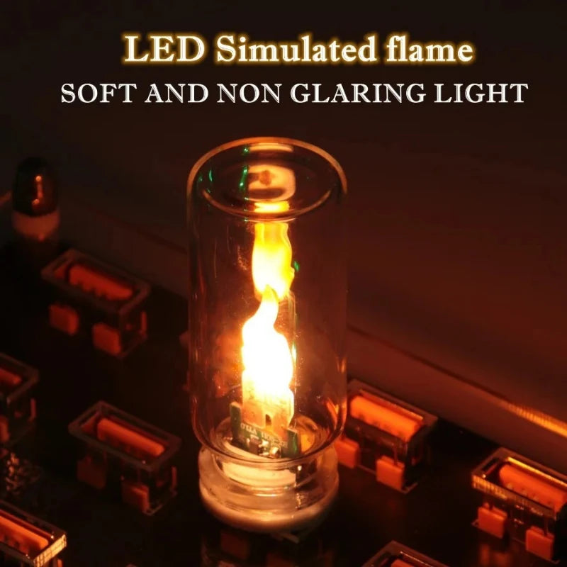 USB LED Flame Type Night Light Frosted Clear Glass Flickering Dynamic Flame Light Flash Mood Lighting for Car Interior Home Lamp
