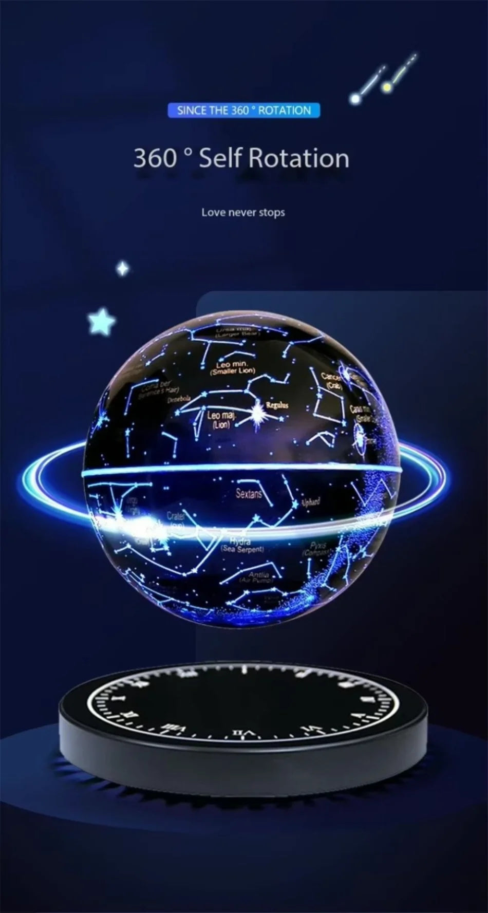 LED Floating Moonlight Lamp Novelty Automatic Spinning Globe Magnetic Levitation Decoration Modern Home Accessories Automatic