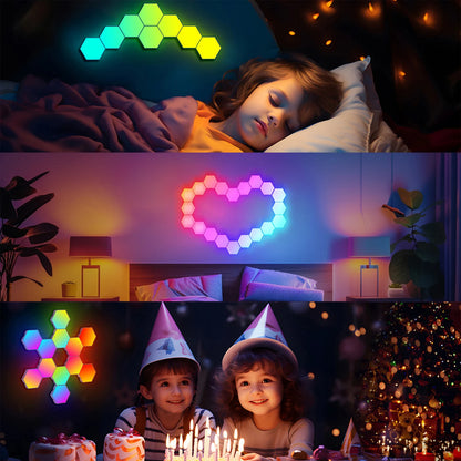 8/12/20 PCS Smart Hexagon Wall Light Color Changing Ambient Hexagonal Lights Night DIY Music Sync MeRGBW APP Games Room Bedroom