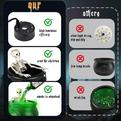 Halloween Decoration Witch Cauldron Fog Basin Levitation Potion Bottle Skull LED Party Supplies Room Decor Sculpture Figurine