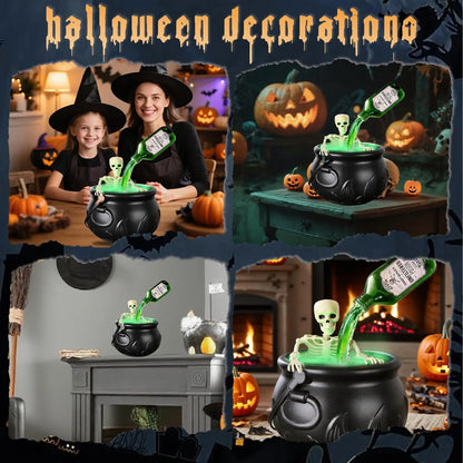 Halloween Decoration Witch Cauldron Fog Basin Levitation Potion Bottle Skull LED Party Supplies Room Decor Sculpture Figurine