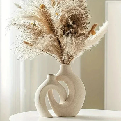 A Top Quality Hollow Nordic Modern Vase Set of 2 for Modern Home Decor,Plastic Imitation Hollow Flower Vases for Living Room - Smoothy Home