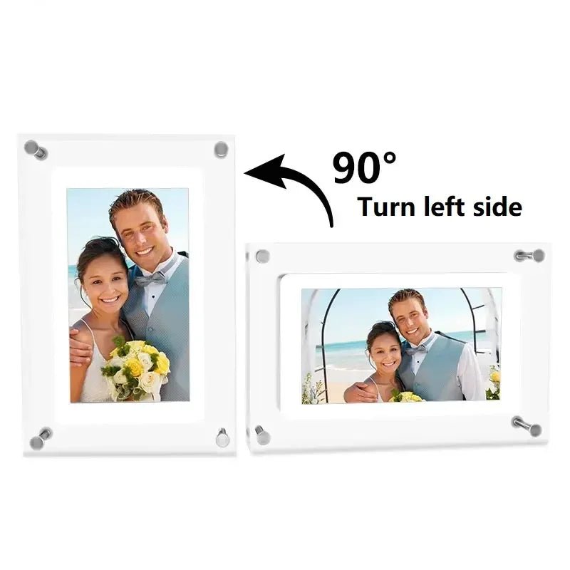 Acrylic Digital Photo Frame 5/7 Inchs 1000mAh Automatically rotate Display IPS Screen 4G Memory Battery Gravity Induction - Smoothy Home